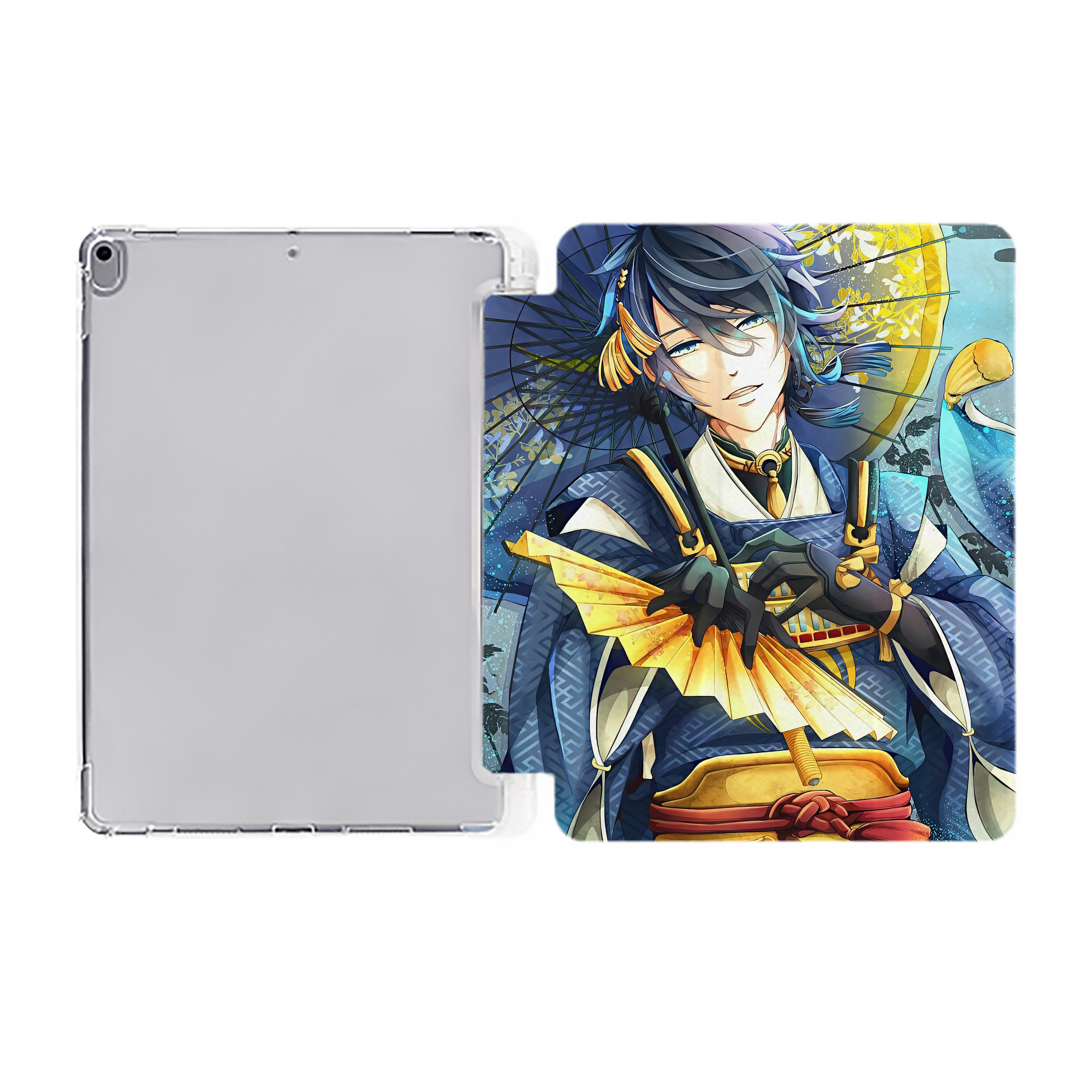 （画像用） 刀剣乱舞 Touken Ranbu IPad ケース ペン収納付き 三つ折りスタンド PUレザー×シリコン 対応機種9.5/10.5/10.9インチ